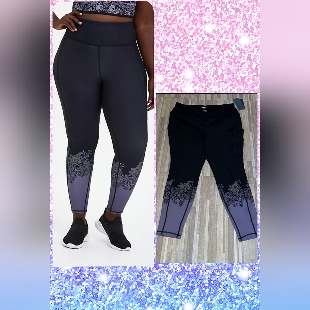 TORRID NWT active legging purple leaves 5 6